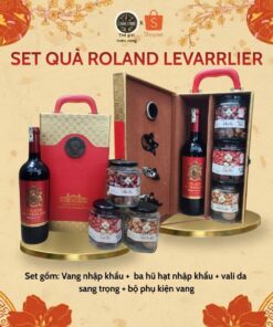 Set quà Tết vang Roland Levarrlier cốp da đỏ cao cấp
